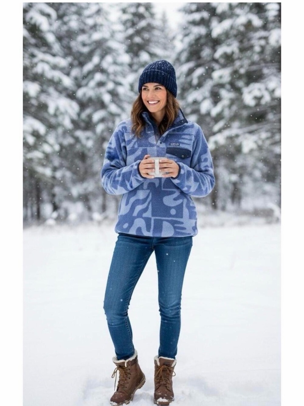 Patagonia Blue Patterned Synchilla Snap-T Pullover